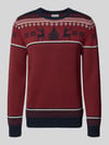 Lindbergh Gebreide pullover met ribboorden Donkerblauw