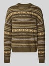 REVIEW Regular fit pullover met wol in gebreide look Olijfgroen