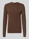 Blend Gebreide pullover met ribboorden, model 'BRANKO' Donkerbruin gemêleerd