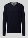 Fynch-Hatton Regular Fit Strickpullover aus Baumwoll-Mix mit Kaschmir-Anteil Marine
