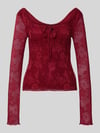 Gina Tricot Semitransparentes Longsleeve mit Schnürung Bordeaux