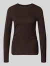 VERO MODA Slim Fit Langarmshirt aus Lyocell-Mix Modell 'AVA' Schoko