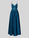 LUXUAR FASHION corsetjurk met stitchings en met siersteentjes Blauw