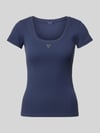 GUESS slim fit T-shirt met logo-applicatie Marineblauw