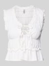 ONLY Regular Fit Blusentop aus Viskose-Leinen-Mix Modell 'GOA' Weiss