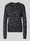 Tom Tailor Denim Regular Fit Strickpullover mit Stickereien Dunkelgrau Melange