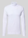 Christian Berg Men Regular Fit Longsleeve aus reiner Baumwolle mit Rollkragen Weiss