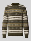 MCNEAL Slim Fit Strickpullover aus Baumwoll-Mix mit Rundhalsausschnitt Khaki Melange