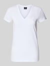 Armani Exchange T-shirt met V-hals en label-stitching Wit