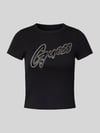 GUESS T-shirt met siersteentjes Zwart