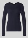 Christian Berg Woman Slim Fit Strickpullover mit Zopfmuster Dunkelblau