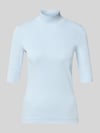 Marc Cain t-shirt o kroju krój slim fit z mieszanka bawełny ze stójka Jasnoniebieski