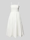 Amy Lynn Knielanges Cocktailkleid mit Smok-Details Modell 'Polly' Weiss