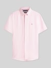 Tommy Hilfiger Regular Fit Kurzarmhemd aus reinem Leinen Rosa