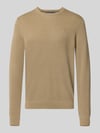 LERROS Regular Fit Strickpullover aus reiner Baumwolle mit Label-Detail Rot