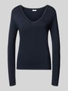 Liu Jo White Slim Fit Longsleeve aus reine Viskose Modell 'Maglia Chiusa' Dunkelblau