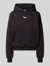 REVIEW Hoodie mit Motiv-Stitching und Känguru-Tasche Black
