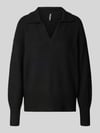 PIECES Regular Fit Strickpullover mit Woll-Anteil Modell 'MALOU' BLACK