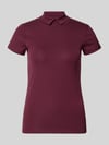Marc Cain t-shirt o kroju slim fit z wysoko zabudowanym kołnierzykiem polo Bordowy