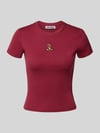 REVIEW T-Shirt mit Motiv-Stitching und Rundhalsausschnitt Bordeaux