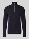 JACK & JONES Premium Slim fit pullover van 100% katoen model 'MILANO' Donkerblauw
