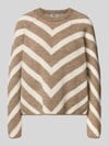 ONLY Sweter z dzianiny o kroju regular fit ze wzorem w paski model ‘ELIZA’ Piaskowy melanż