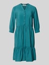 Christian Berg Woman relaxed fit midi-jurk van viscosemix met tuniekhals Petrol