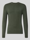 MCNEAL Strickpullover mit geripptem Rundhalsausschnitt Khaki Melange