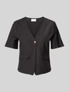 VILA Regular Fit Bluse aus Viskose-Mix mit Leinen-Anteil Black