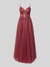 LUXUAR FASHION Abendkleid mit Stitchings und Ziersteinbesatz Rot