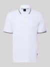 bugatti Slim Fit Poloshirt mit Label-Stitching Weiss