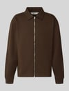 Selected Regular sweatjack van katoenmix model 'TOM' Chocoladebruin