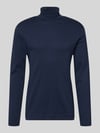 Christian Berg Men Regular Fit Longsleeve aus reiner Baumwolle mit Rollkragen Dunkelblau