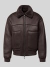 Armani Exchange Blouson in Leder-Optik mit Zweiwege-Reißverschluss Dunkelbraun