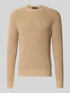 Replay Slim Fit Pullover aus reiner Baumwolle in Strick-Optik Beige