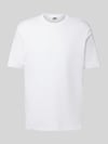 DRYKORN T-Shirt mit geripptem Rundhalsausschnitt Modell 'RAPHAEL' Weiss