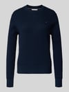 Tommy Hilfiger Sweter o kroju slim fit z czystej bawełny Granatowy