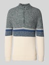 RAGMAN Slim Fit Troyer in Strick-Optik Modell 'Mouline' Offwhite