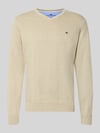 Fynch-Hatton Strickpullover mit Label-Strickerei Beige
