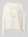 Christian Berg Woman Sweatshirt mit Bändel und Frontprint Offwhite
