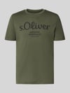 s.Oliver RED LABEL krój regular fit t-shirt z czystej bawełny model 'BASIC TEE BIG LOGO' Khaki