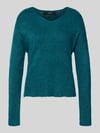 VERO MODA Regular Fit Strickpullover mit V-Ausschnitt Modell 'CREWLEFILEGLITTER' Petrol