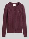 GANT Regular Fit Strickjacke aus Baumwoll-Mix Bordeaux