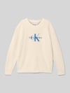Calvin Klein Jeans Strickpullover mit gerippten Abschlüssen Sand