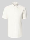 JACK & JONES Regular Fit Freizeithemd aus Baumwoll-Leinen-Mix Weiss