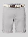 MCNEAL Slim Fit Bermudas mit Gürtel Flanell Melange