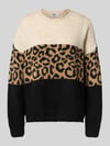 ONLY Regular Fit Strickpullover mit gerolltem Rundhalsausschnitt Modell 'JADE' Taupe Melange