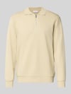 Lindbergh Sweatshirt mit Polokragen und Reißverschluss Sand