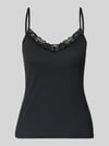 SKINY Slim Fit Top mit Spitzenbesatz Black