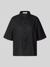 MANGO Boxy Fit Bluse aus Leinen-Baumwoll-Mix mit 1/2-Arm Modell 'PAI' Black